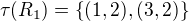 $\tau(R_1) = \{(1, 2), (3, 2)\}$