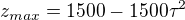 kopírovat do textarea $z_{max}=1500-1500\tau ^{2}$