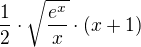 kopírovat do textarea $\frac12 \cdot \sqrt{\frac{e^x}{x}}\cdot (x+1)$