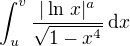$\int_u^v\frac{|\ln\,x|^a}{\sqrt{1-x^4}}\, \text{d} x$