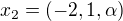 $x_{2}=(-2,1,\alpha)$
