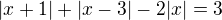 $|x+1|+|x-3|-2|x|=3$