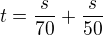kopírovat do textarea $t=\frac{s}{70}+\frac{s}{50}$