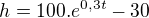 $h=100.e^{0,3t}-30$