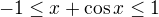 $-1\leq x+\cos x\leq 1$