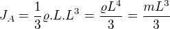 $J_{A}=\frac{1}{3}\varrho .L.L^{3}=\frac{\varrho L^{4}}{3}=\frac{mL^{3}}{3}$