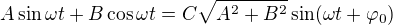 $A\sin \omega t+B\cos \omega t=C\sqrt{A^2+B^2}\sin (\omega t+\varphi _0)$