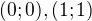 ${(0; 0), (1; 1)}$