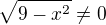 $\sqrt{9-x^2}\neq0$