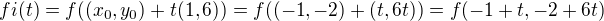 $fi(t)=f((x_0,y_0)+t(1,6))=f((-1,-2)+(t,6t))=f(-1+t,-2+6t)$