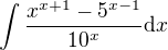 $\int \frac{ x^{x+1}-5^{x-1} }{ 10^x }\mathrm{d}x$