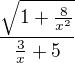 $\frac{\sqrt{1+\frac8{x^2}}}{\frac3x+5}$