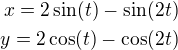 $x=2\sin(t)-\sin(2t)\\y=2\cos(t)-\cos(2t)$