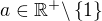 $a\in\mathbb{R}^+\backslash\{1\}$