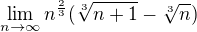 $\lim_{n\to\infty } n^{\frac{2}{3}}(\sqrt[3]{n+1}-\sqrt[3]{n})$