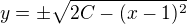kopírovat do textarea $y=\pm\sqrt{2C-(x-1)^2}$