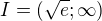 $I=(\sqrt{e};\infty )$