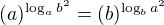 $(a)^{\log_a b^2} = (b)^{\log_b a^2}$