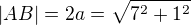 $|AB|=2a=\sqrt {7^{2}+1^{2}}$